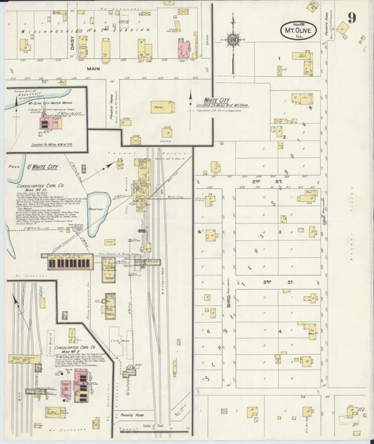 Sanborn Fire Insurance Map from Mount Olive, Macoupin County, Illinois (1910), Sheet #0009 - Historic Sanborn Fire Insurance Map Print, vintage old map wall art, antique decor, genealogy gift, Illinois Illinois map