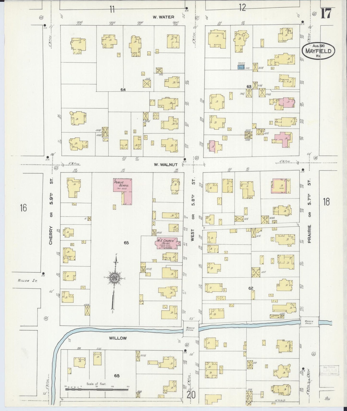 Sanborn Fire Insurance Map from Mayfield, Graves County, Kentucky (1910), Sheet #0017 - Complete Map Set gallery image, historic Sanborn map, vintage wall art, Kentucky Kentucky