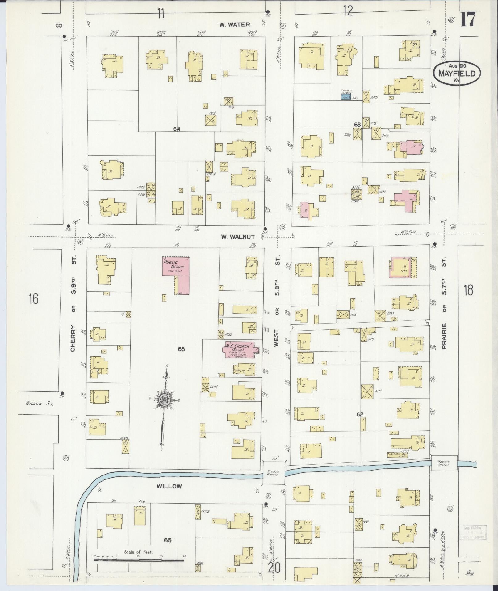Sanborn Fire Insurance Map from Mayfield, Graves County, Kentucky (1910), Sheet #0017 - Complete Map Set gallery image, historic Sanborn map, vintage wall art, Kentucky Kentucky