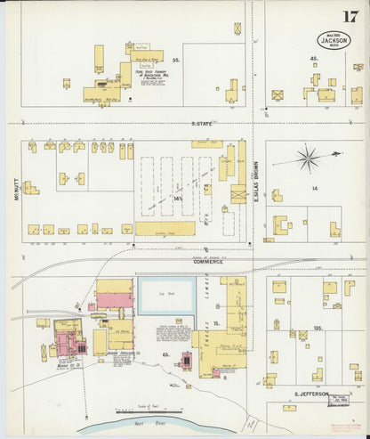 Sanborn Fire Insurance Map from Jackson, Hinds County, Mississippi (1900), Sheet #0017 - Complete Map Set gallery image, historic Sanborn map, vintage wall art, Mississippi Mississippi