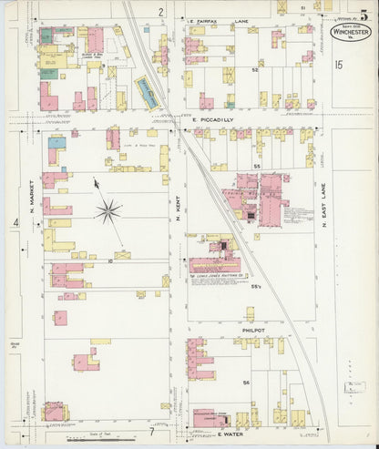 Sanborn Fire Insurance Map from Winchester, Independent Cities, Virginia (1908), Sheet #0005 - Complete Map Set gallery image, historic Sanborn map, vintage wall art, Virginia Virginia