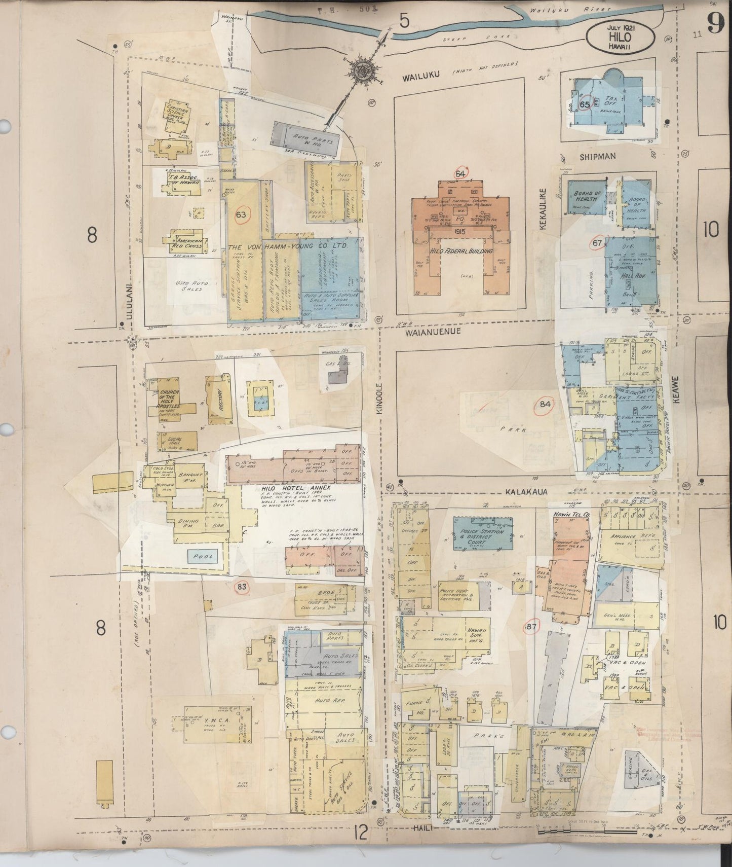 Sanborn Fire Insurance Map from Hilo, Hawaii County, Hawaii (1957), Sheet #0009 - Historic Sanborn Fire Insurance Map Print