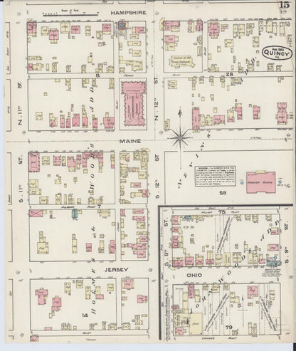 Sanborn Fire Insurance Map from Quincy, Adams County, Illinois (1883), Sheet #0015 - Complete Map Set gallery image, historic Sanborn map, vintage wall art, Illinois Illinois