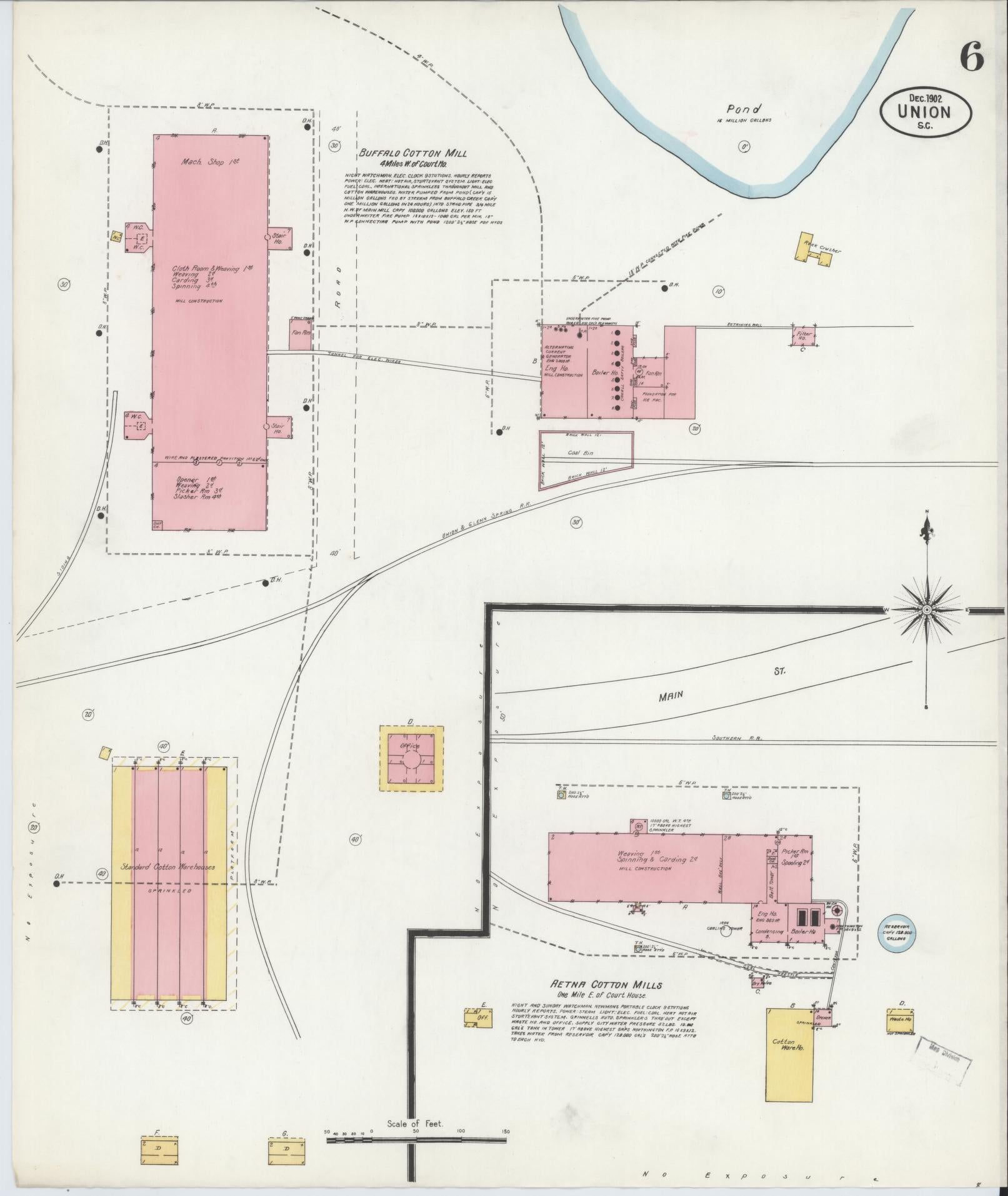 Sanborn Fire Insurance Map from Union, Union County, South Carolina (1902), Sheet #0006 - Complete Map Set gallery image, historic Sanborn map, vintage wall art, South Carolina South Carolina