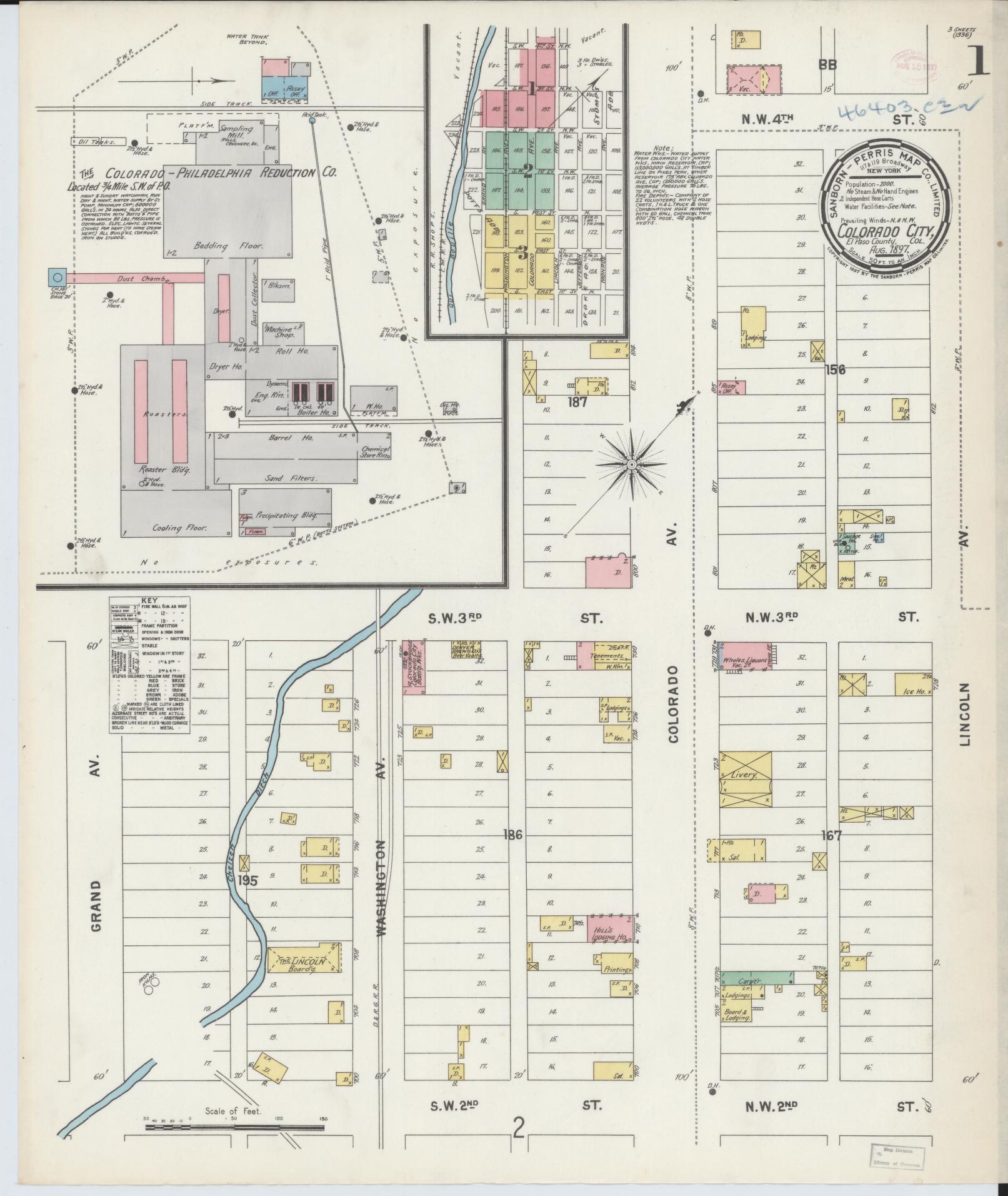 Sanborn Fire Insurance Map from Colorado City, El Paso County, Colorado. (1897) – Historic Sanborn Fire Insurance Map Print
