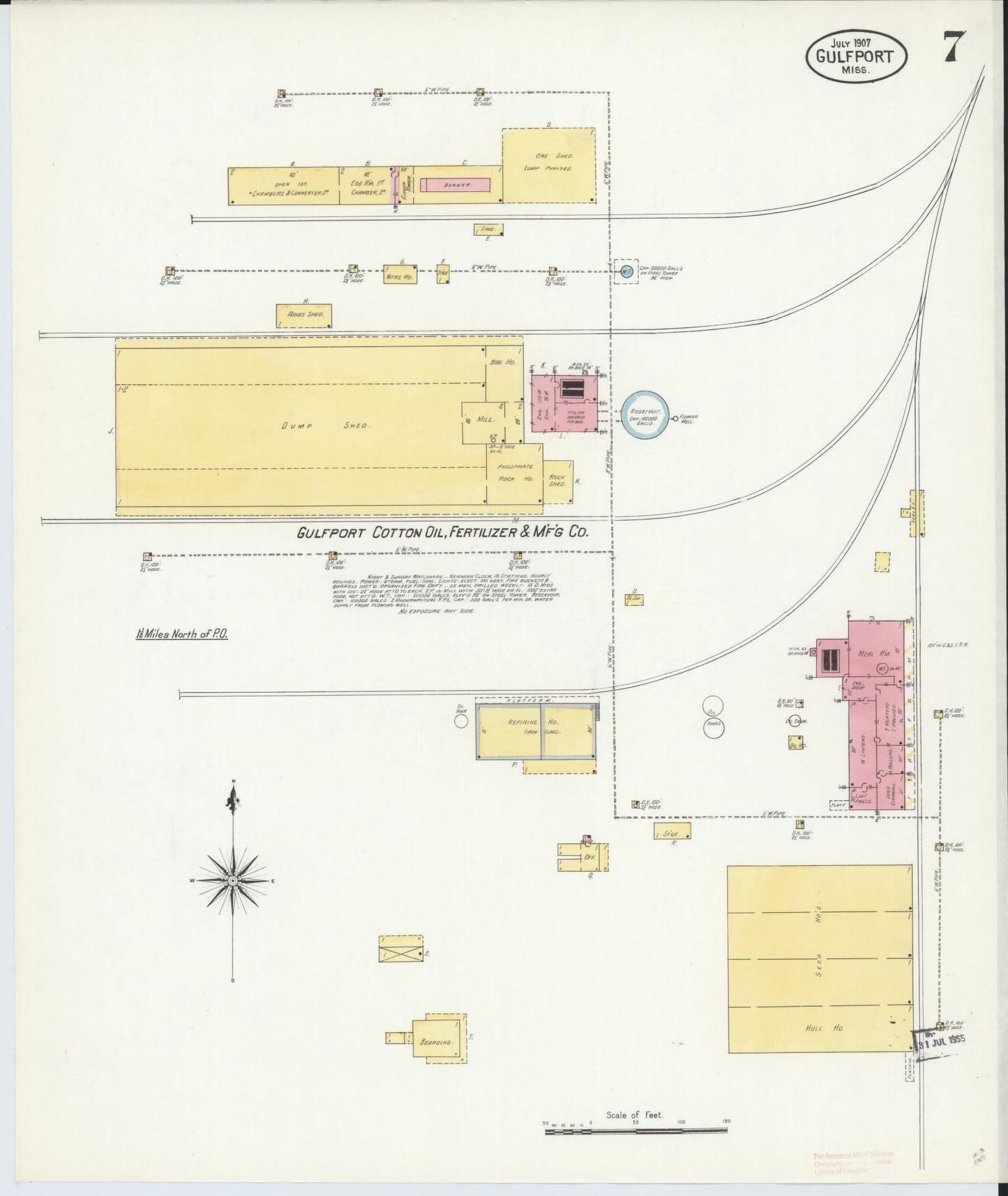 Sanborn Fire Insurance Map from Gulfport, Harrison County, Mississippi (1907), Sheet #0007 - Complete Map Set gallery image, historic Sanborn map, vintage wall art, Mississippi Mississippi