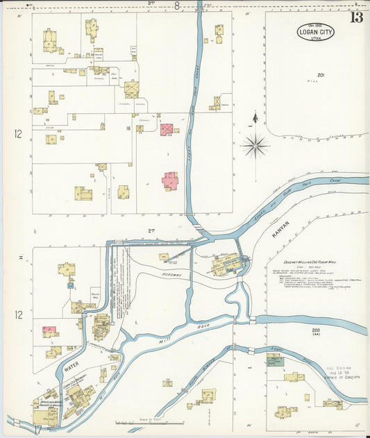 Sanborn Fire Insurance Map from Logan, Cache County, Utah (1900), Sheet #0013 - Historic Sanborn Fire Insurance Map Print, vintage old map wall art, antique decor, genealogy gift, Utah Utah map