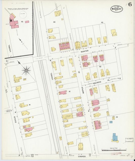 Sanborn Fire Insurance Map from Woodbury, Gloucester County, New Jersey (1908), Sheet #0006 - Historic Sanborn Fire Insurance Map Print, vintage old map wall art, antique decor, genealogy gift, New Jersey New Jersey map