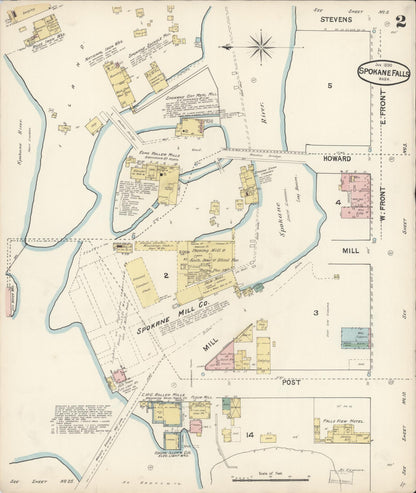 Sanborn Fire Insurance Map from Spokane, Spokane County, Washington (1890), Sheet #0002 - Complete Map Set gallery image, historic Sanborn map, vintage wall art, Washington Washington