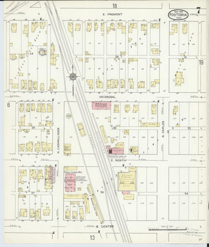 Sanborn Fire Insurance Map from Fostoria, Seneca, Hancock, And Wood Counties, Ohio (1914), Sheet #0007 - Historic Sanborn Fire Insurance Map Print, vintage old map wall art, antique decor, genealogy gift, Ohio Ohio map
