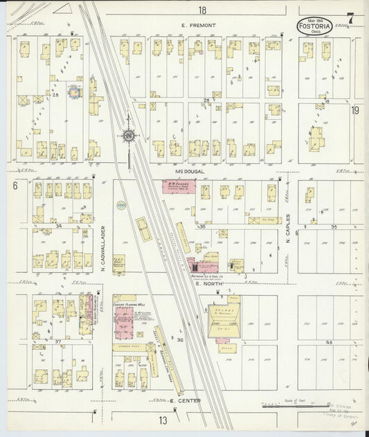 Sanborn Fire Insurance Map from Fostoria, Seneca, Hancock, And Wood Counties, Ohio (1914), Sheet #0007 - Historic Sanborn Fire Insurance Map Print, vintage old map wall art, antique decor, genealogy gift, Ohio Ohio map