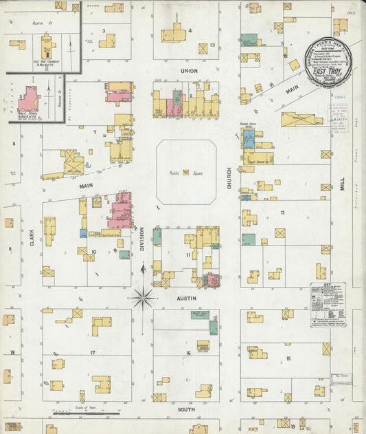 Sanborn Fire Insurance Map from East Troy, Walworth County, Wisconsin (1900), Sheet #0001 - Historic Sanborn Fire Insurance Map Print, vintage old map wall art, antique decor, genealogy gift, Wisconsin Wisconsin map