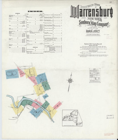 Sanborn Fire Insurance Map from Warrensburg, Warren County, New York (1912), Sheet #0001 - Complete Map Set gallery image, historic Sanborn map, vintage wall art, New York New York
