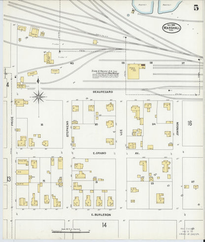 Sanborn Fire Insurance Map from Marshall, Harrison County, Texas (1904), Sheet #0005 - Complete Map Set gallery image, historic Sanborn map, vintage wall art, Texas Texas