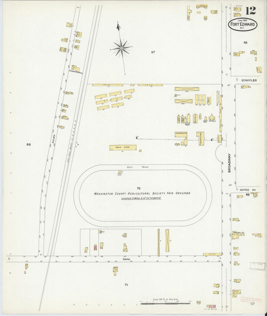 Sanborn Fire Insurance Map from Fort Edward, Washington County, New York (1909), Sheet #0012 - Historic Sanborn Fire Insurance Map Print, vintage old map wall art, antique decor, genealogy gift, New York New York map