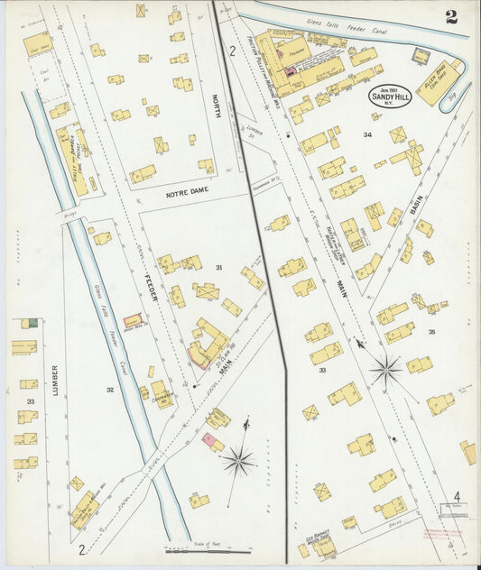 Sanborn Fire Insurance Map from Sandy Hill, Washington County, New York (1901), Sheet #0002 - Historic Sanborn Fire Insurance Map Print, vintage old map wall art, antique decor, genealogy gift, New York New York map
