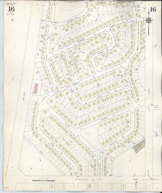 Sanborn Fire Insurance Map from Borger, Hutchinson County, Texas (1950), Sheet #0016 - Historic Sanborn Fire Insurance Map Print, vintage old map wall art, antique decor, genealogy gift, Texas Texas map