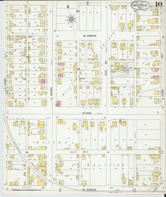 Sanborn Fire Insurance Map from Circleville, Pickaway County, Ohio (1899), Sheet #0010 - Historic Sanborn Fire Insurance Map Print, vintage old map wall art, antique decor, genealogy gift, Ohio Ohio map