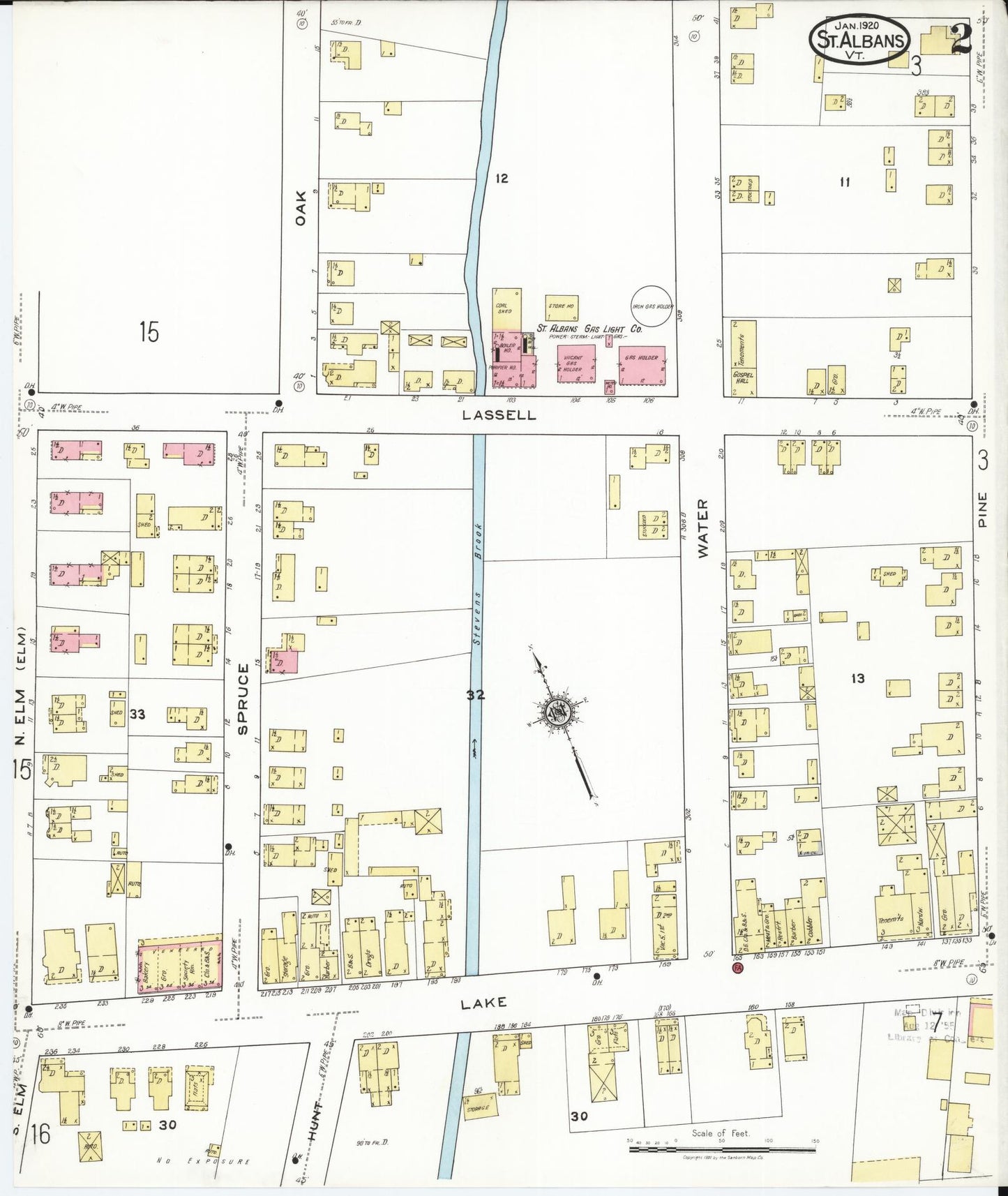 Sanborn Fire Insurance Map from Saint Albans, Franklin County, Vermont (1920), Sheet #0002 - Complete Map Set gallery image, historic Sanborn map, vintage wall art, Vermont Vermont