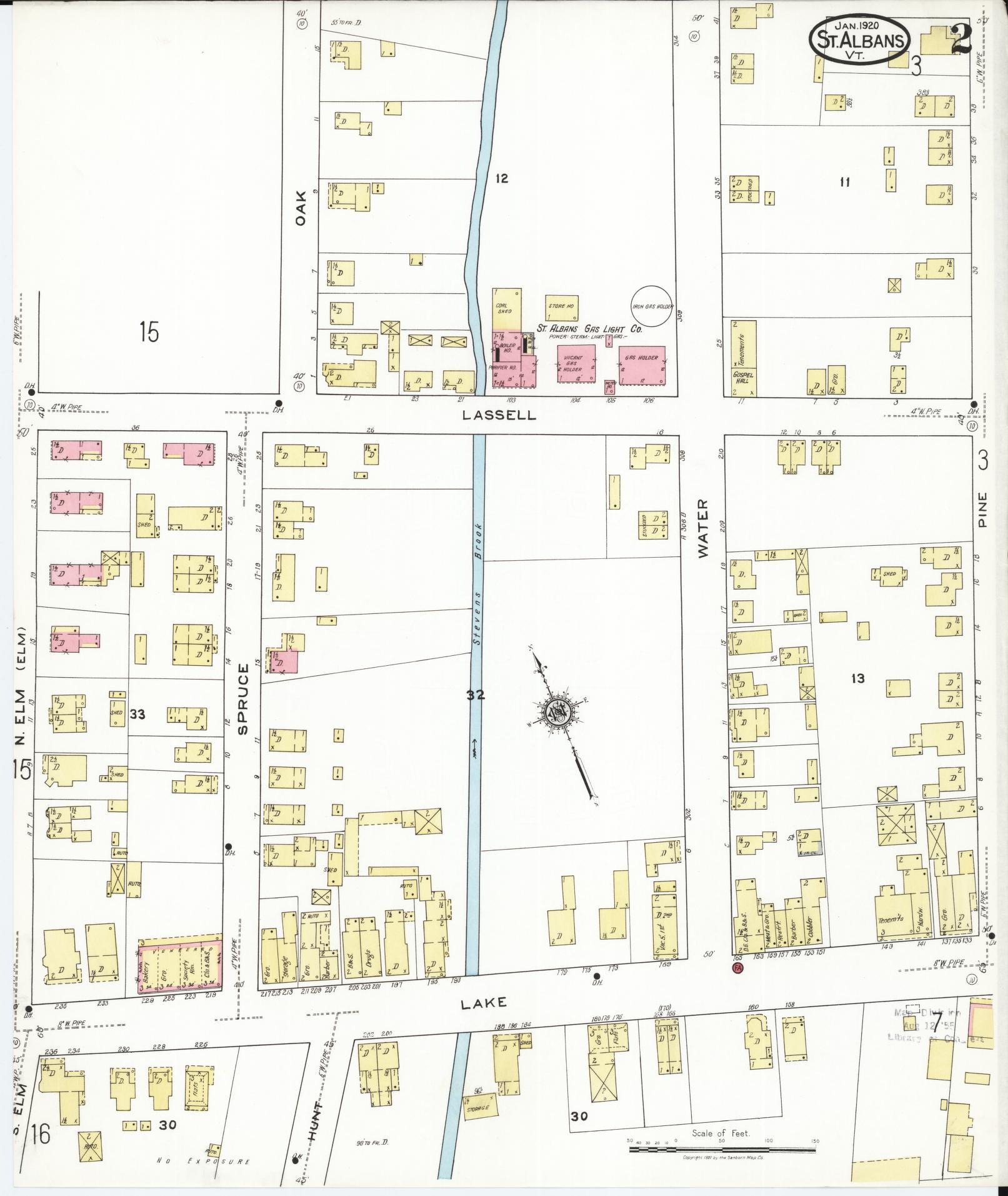 Sanborn Fire Insurance Map from Saint Albans, Franklin County, Vermont (1920), Sheet #0002 - Complete Map Set gallery image, historic Sanborn map, vintage wall art, Vermont Vermont