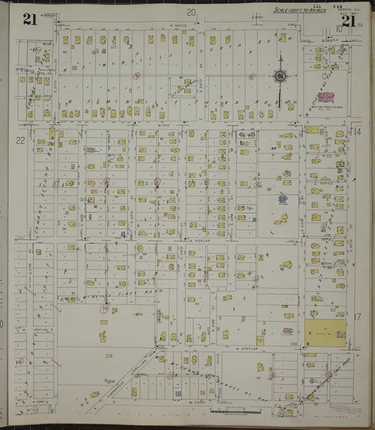 Sanborn Fire Insurance Map from Herrin, Williamson County, Illinois (1947), Sheet #0021 - Historic Sanborn Fire Insurance Map Print, vintage old map wall art, antique decor, genealogy gift, Illinois Illinois map