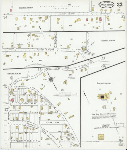 Sanborn Fire Insurance Map from Charlottesville, Independent Cities, Virginia (1920), Sheet #0033 - Complete Map Set gallery image, historic Sanborn map, vintage wall art, Virginia Virginia