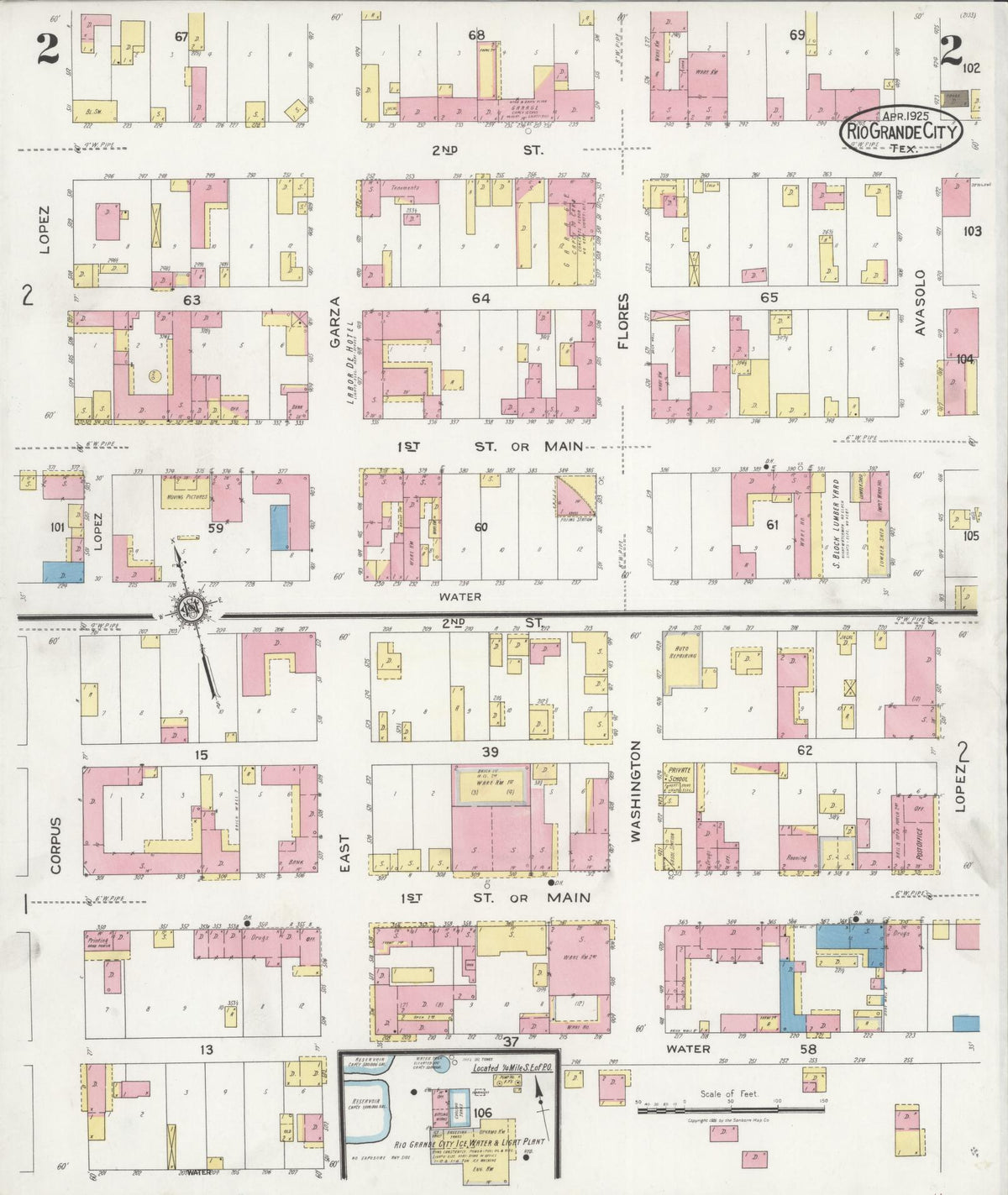 Sanborn Fire Insurance Map from Rio Grande City, Starr County, Texas (1925), Sheet #0002 - Complete Map Set gallery image, historic Sanborn map, vintage wall art, Texas Texas