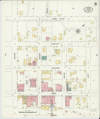 Sanborn Fire Insurance Map from Cadiz, Trigg County, Kentucky (1909), Sheet #0003 - Complete Map Set gallery image, historic Sanborn map, vintage wall art, Kentucky Kentucky