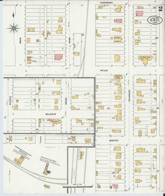 Sanborn Fire Insurance Map from Erie, Weld County, Colorado (1906), Sheet #0002 - Historic Sanborn Fire Insurance Map Print, vintage old map wall art, antique decor, genealogy gift, Colorado Colorado map