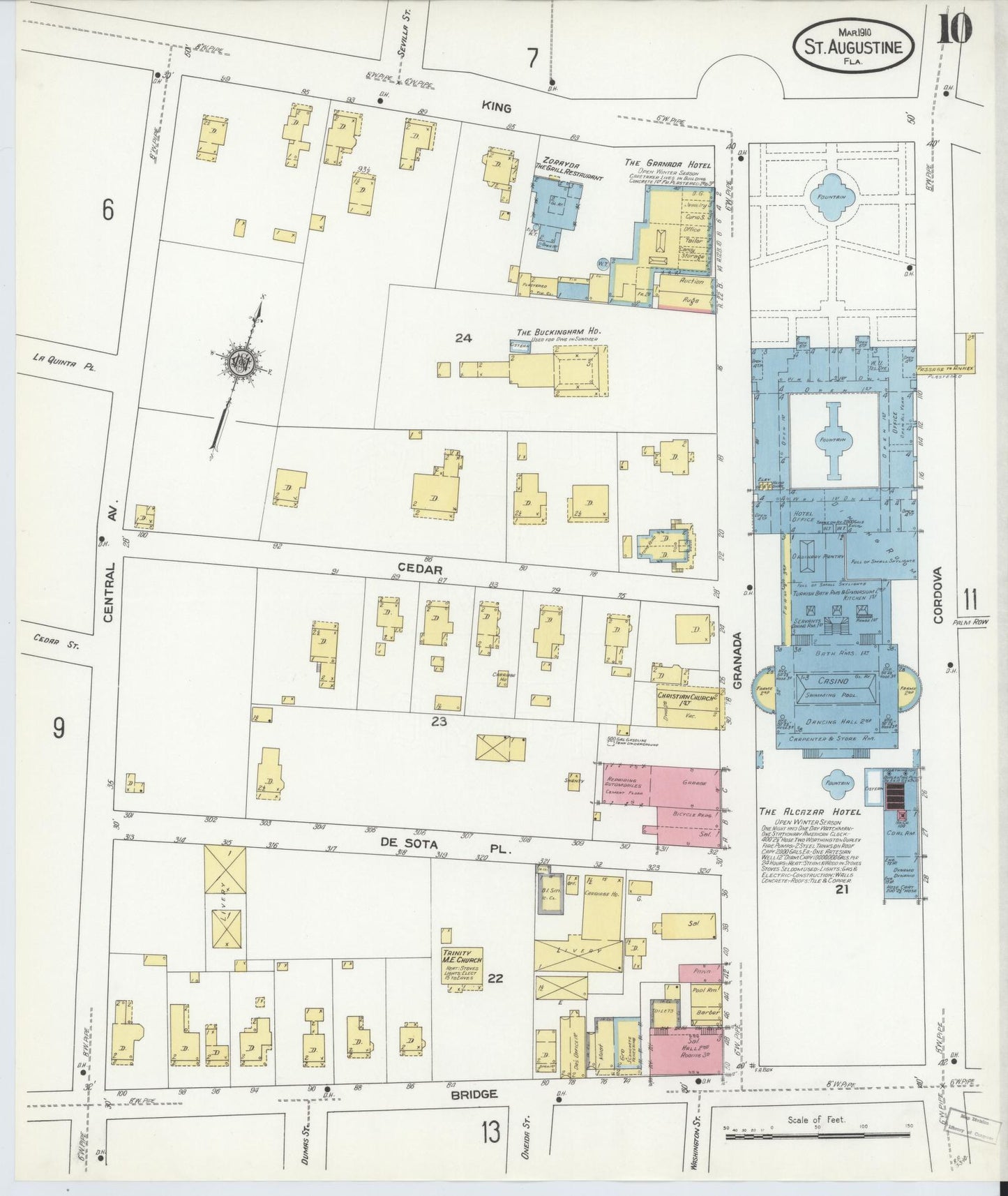 Sanborn Fire Insurance Map from Saint Augustine, Saint John's County, Florida (1910), Sheet #0010 - Complete Map Set gallery image, historic Sanborn map, vintage wall art, Florida Florida