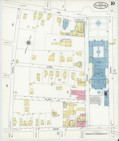 Sanborn Fire Insurance Map from Saint Augustine, Saint John's County, Florida (1910), Sheet #0010 - Complete Map Set gallery image, historic Sanborn map, vintage wall art, Florida Florida