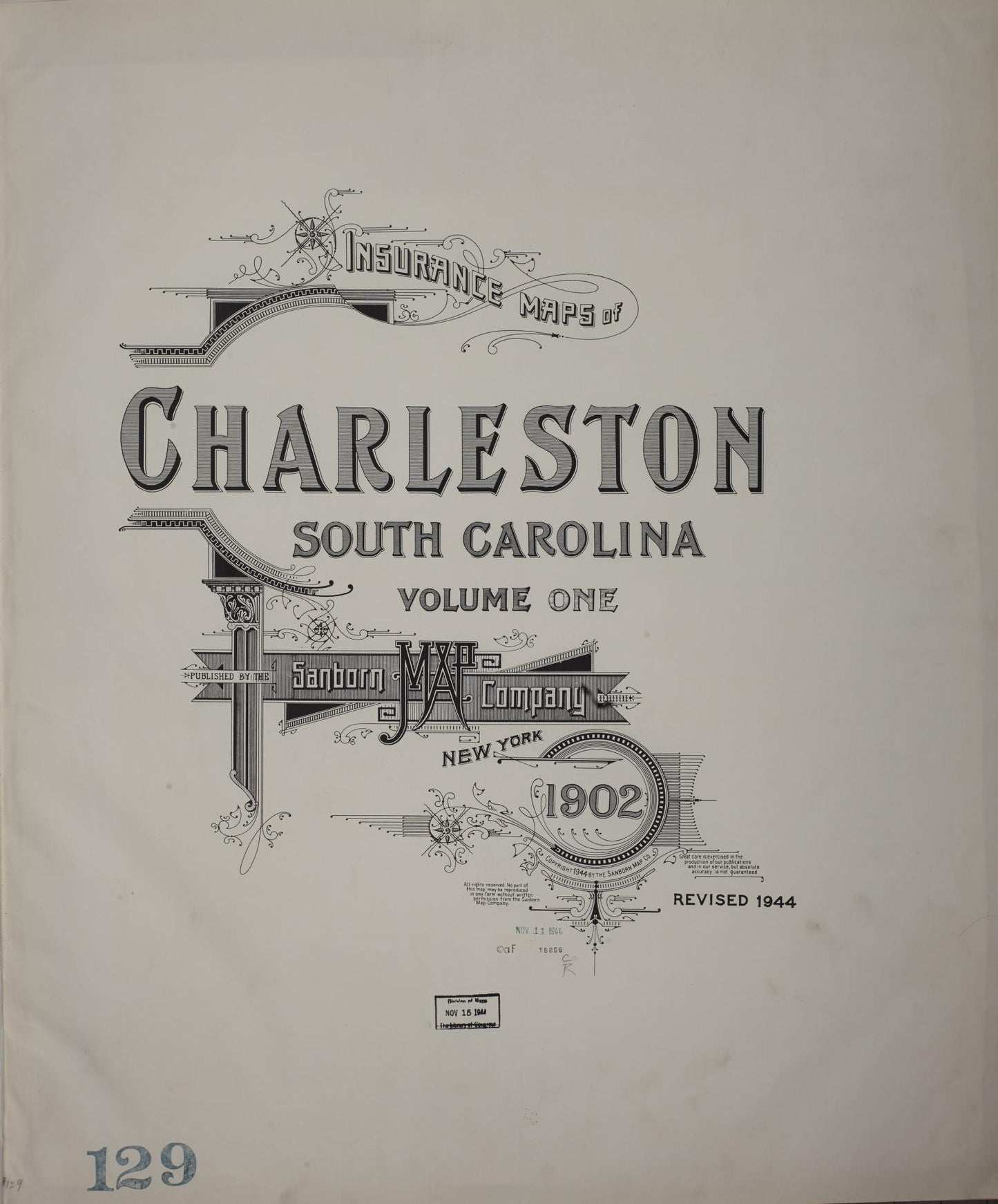 Sanborn Fire Insurance Map from Charleston, Charleston County, South Carolina (1944), Sheet #0001 - Historic Sanborn Fire Insurance Map Print, vintage old map wall art, antique decor, genealogy gift, South Carolina South Carolina map