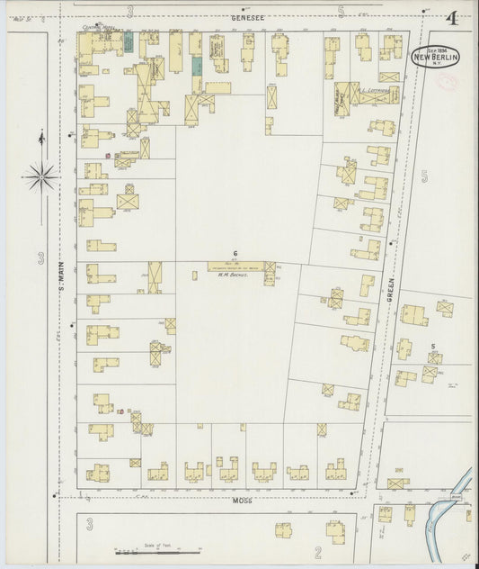 Sanborn Fire Insurance Map from New Berlin, Chenango County, New York (1894), Sheet #0004 - Historic Sanborn Fire Insurance Map Print, vintage old map wall art, antique decor, genealogy gift, New York New York map