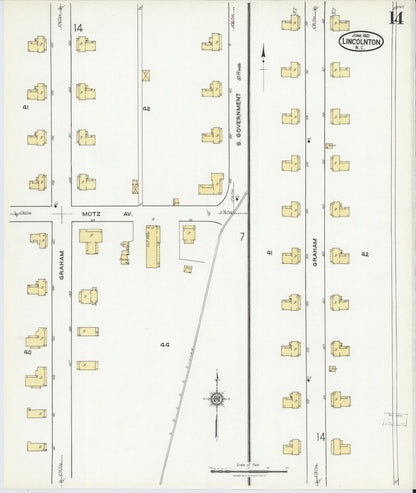 Sanborn Fire Insurance Map from Lincolnton, Lincoln County, North Carolina (1921), Sheet #0014 - Complete Map Set gallery image, historic Sanborn map, vintage wall art, North Carolina North Carolina