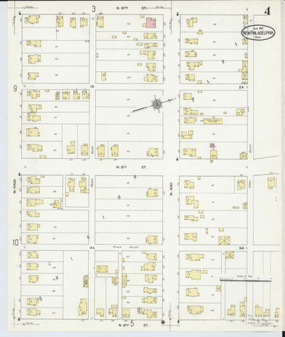 Sanborn Fire Insurance Map from New Philadelphia, Tuscarawas County, Ohio (1910), Sheet #0004 - Complete Map Set gallery image, historic Sanborn map, vintage wall art, Ohio Ohio