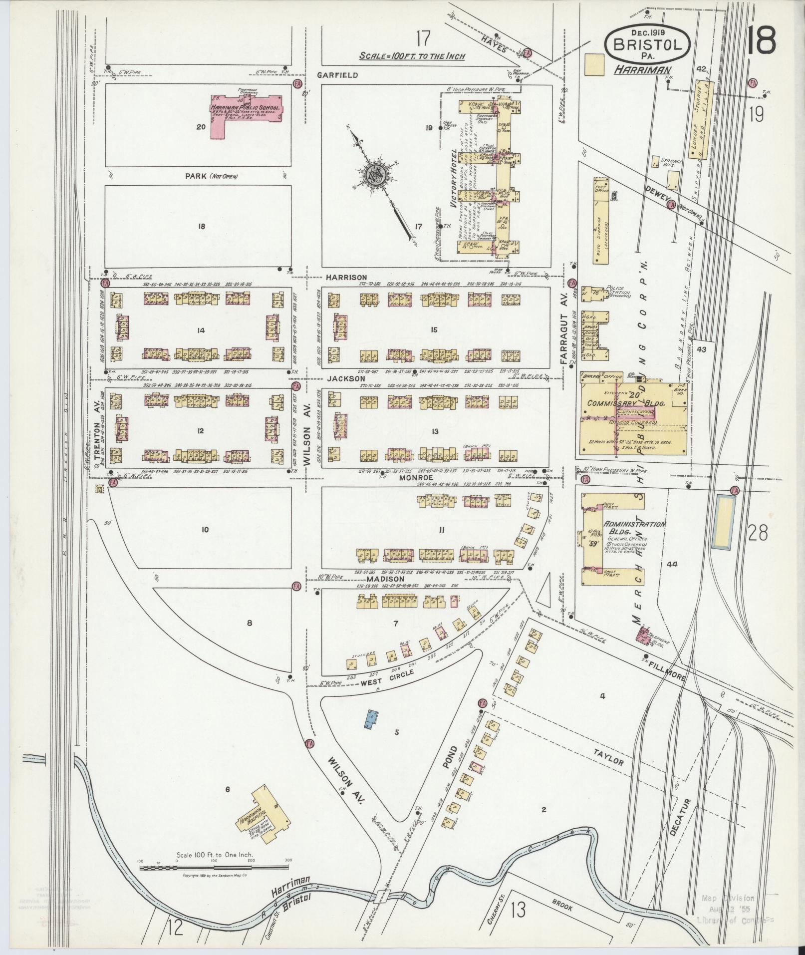 Sanborn Fire Insurance Map from Bristol, Bucks County, Pennsylvania (1927), Sheet #0018 - Historic Sanborn Fire Insurance Map Print, vintage old map wall art, antique decor, genealogy gift, Pennsylvania Pennsylvania map