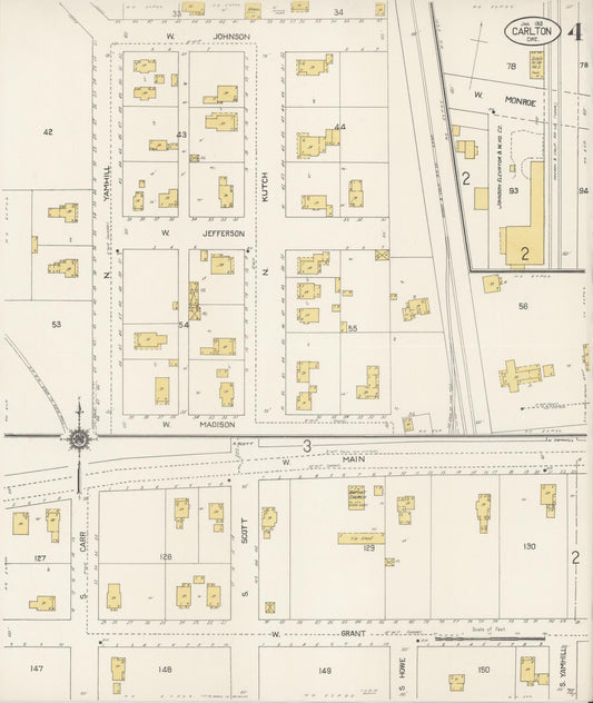 Sanborn Fire Insurance Map from Carlton, Yamhill County, Oregon (1913), Sheet #0004 - Historic Sanborn Fire Insurance Map Print, vintage old map wall art, antique decor, genealogy gift, Oregon Oregon map