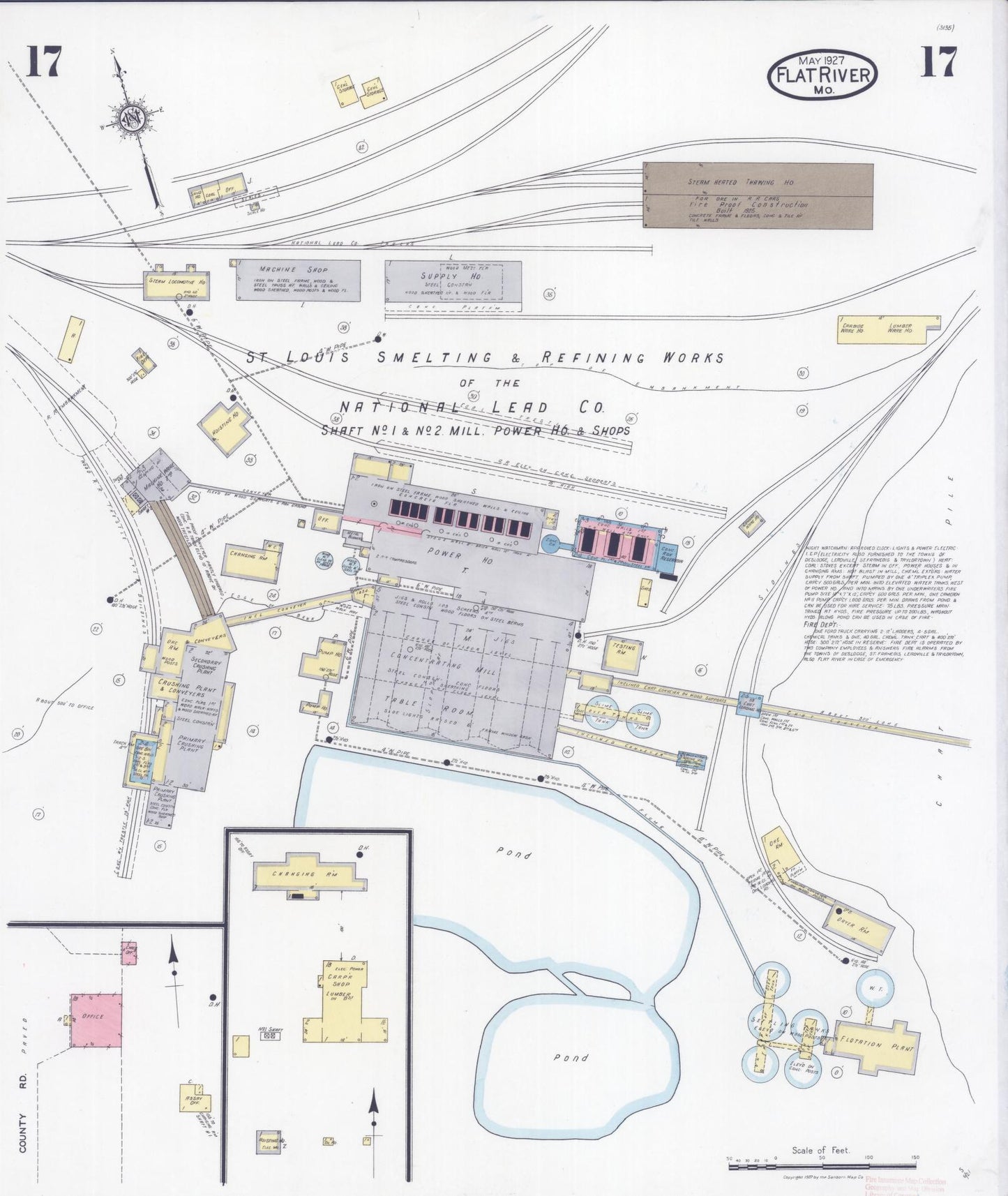 Sanborn Fire Insurance Map from Flat River, Saint Francois County, Missouri (1927), Sheet #0017 - Historic Sanborn Fire Insurance Map Print, vintage old map wall art, antique decor, genealogy gift, Missouri Missouri map