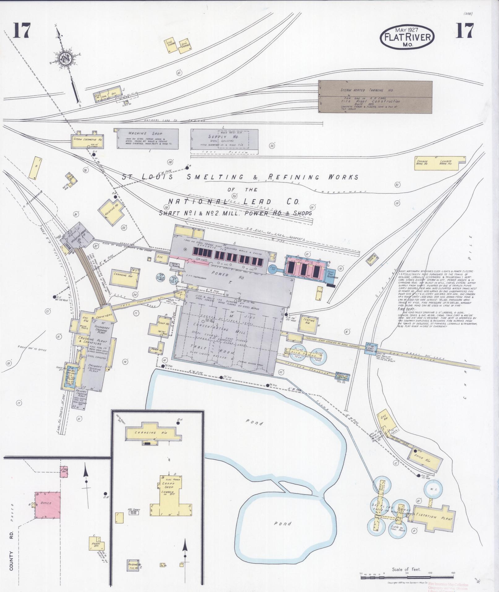 Sanborn Fire Insurance Map from Flat River, Saint Francois County, Missouri (1927), Sheet #0017 - Historic Sanborn Fire Insurance Map Print, vintage old map wall art, antique decor, genealogy gift, Missouri Missouri map