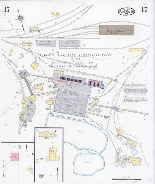 Sanborn Fire Insurance Map from Flat River, Saint Francois County, Missouri (1927), Sheet #0017 - Historic Sanborn Fire Insurance Map Print, vintage old map wall art, antique decor, genealogy gift, Missouri Missouri map