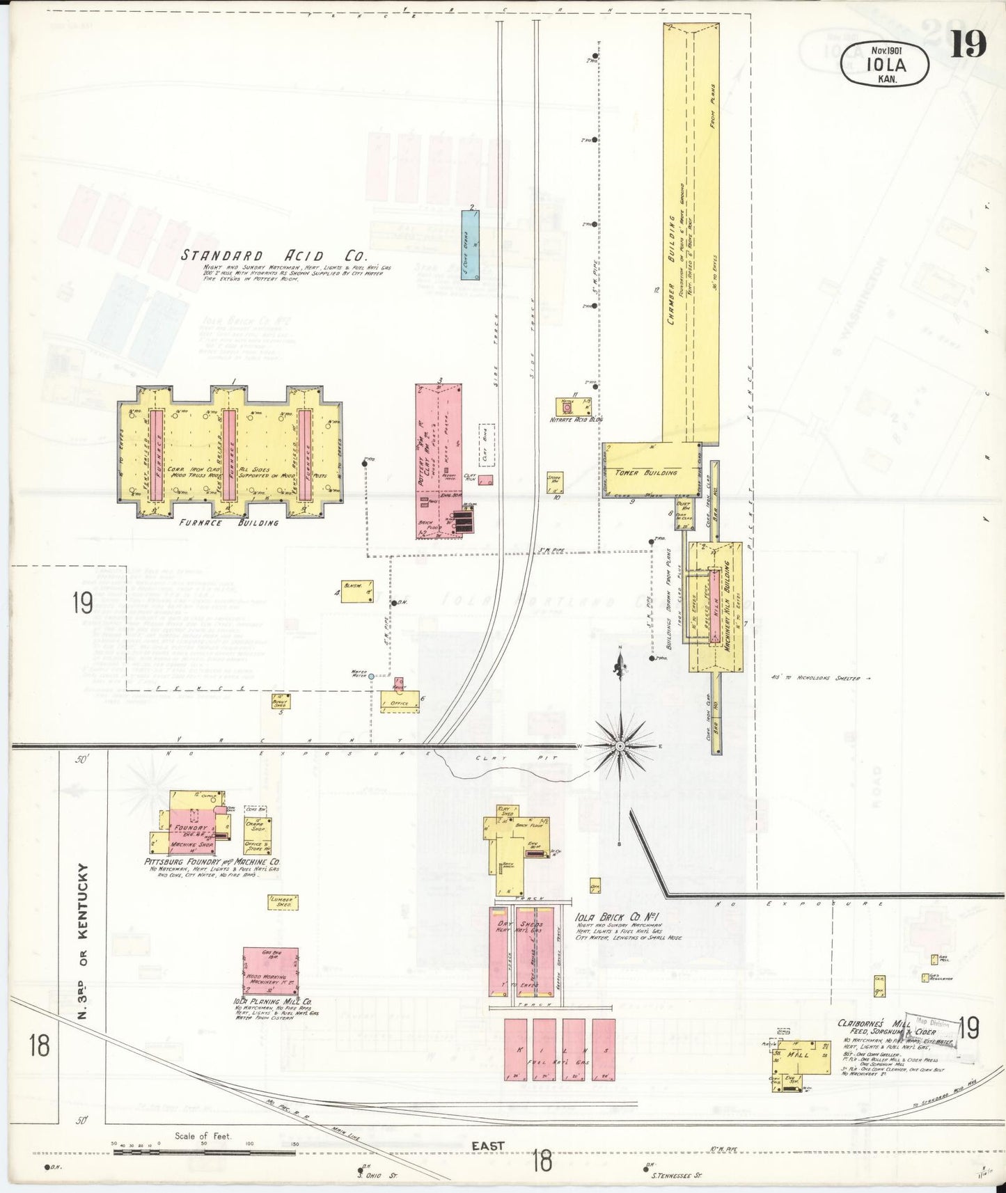 Sanborn Fire Insurance Map from Iola, Allen County, Kansas (1901), Sheet #0013 - Complete Map Set gallery image, historic Sanborn map, vintage wall art, Kansas Kansas