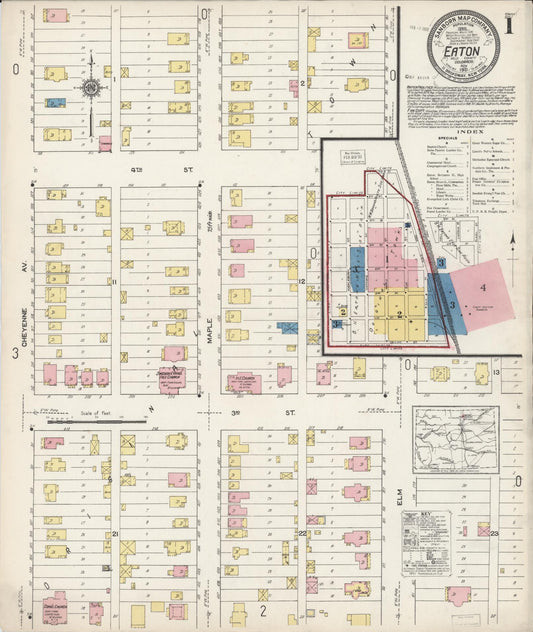 Sanborn Fire Insurance Map from Eaton, Weld County, Colorado (1921), Sheet #0001 - Complete Map Set gallery image, historic Sanborn map, vintage wall art, Colorado Colorado