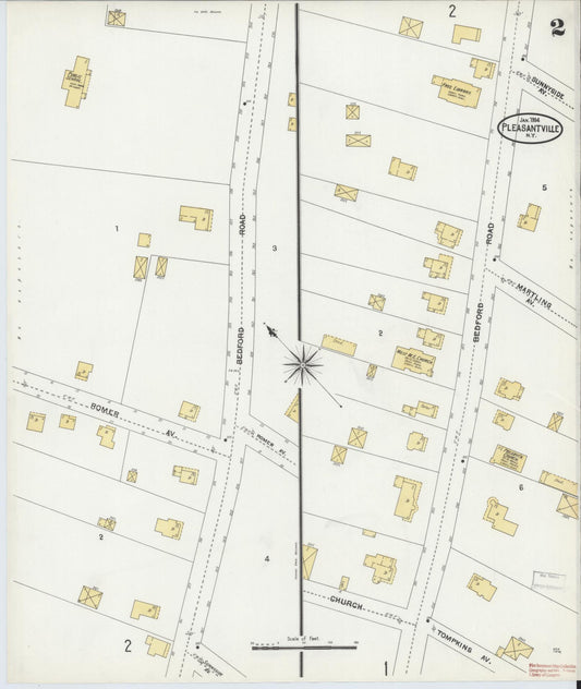 Sanborn Fire Insurance Map from Pleasantville, Westchester County, New York (1904), Sheet #0002 - Historic Sanborn Fire Insurance Map Print, vintage old map wall art, antique decor, genealogy gift, New York New York map
