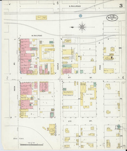 Sanborn Fire Insurance Map from Rich Hill, Bates County, Missouri (1906), Sheet #0003 - Historic Sanborn Fire Insurance Map Print, vintage old map wall art, antique decor, genealogy gift, Missouri Missouri map