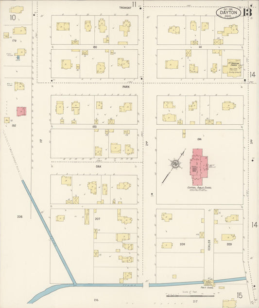 Sanborn Fire Insurance Map from Dayton, Columbia County, Washington (1916), Sheet #0013 - Historic Sanborn Fire Insurance Map Print, vintage old map wall art, antique decor, genealogy gift, Washington Washington map