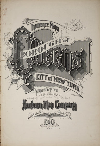 Sanborn Fire Insurance Map from Queens, Queens County, New York (1903), Sheet #0001 - Historic Sanborn Fire Insurance Map Print, vintage old map wall art, antique decor, genealogy gift, New York New York map