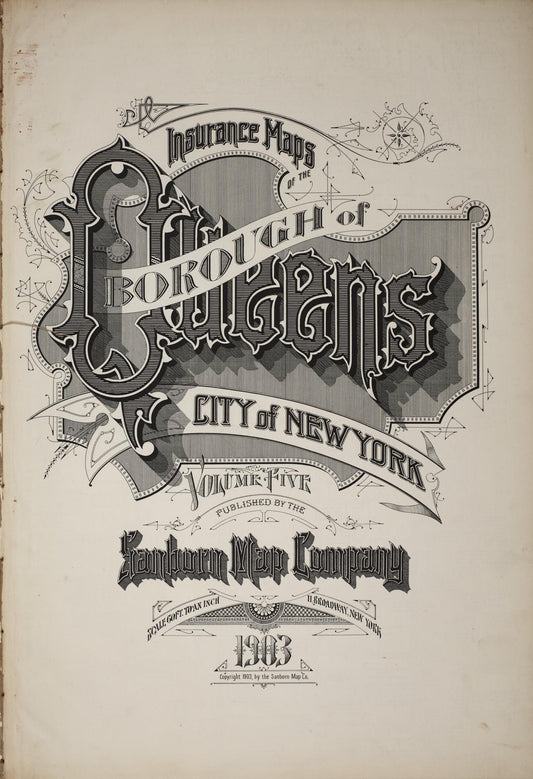 Sanborn Fire Insurance Map from Queens, Queens County, New York (1903), Sheet #0001 - Historic Sanborn Fire Insurance Map Print, vintage old map wall art, antique decor, genealogy gift, New York New York map