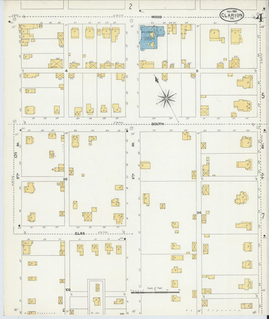 Sanborn Fire Insurance Map from Clarion, Clarion County, Pennsylvania (1906), Sheet #0004 - Historic Sanborn Fire Insurance Map Print, vintage old map wall art, antique decor, genealogy gift, Pennsylvania Pennsylvania map