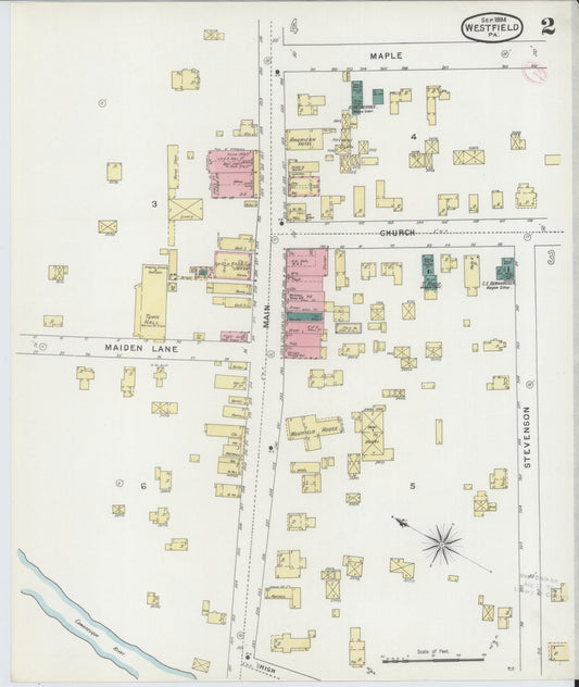 Sanborn Fire Insurance Map from Westfield, Tioga County, Pennsylvania (1894), Sheet #0002 - Historic Sanborn Fire Insurance Map Print, vintage old map wall art, antique decor, genealogy gift, Pennsylvania Pennsylvania map