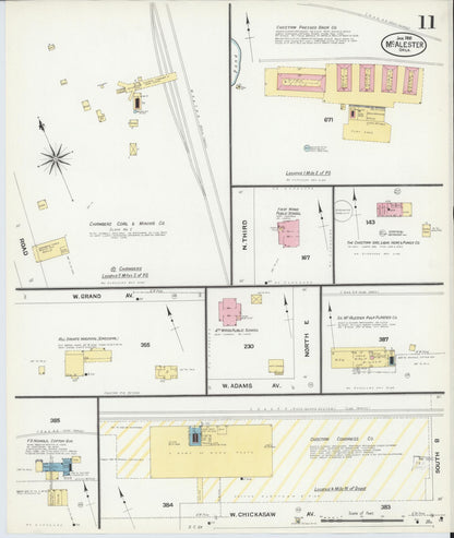 Sanborn Fire Insurance Map from McAlester, Pittsburg County, Oklahoma (1908), Sheet #0011 - Complete Map Set gallery image, historic Sanborn map, vintage wall art, Oklahoma Oklahoma